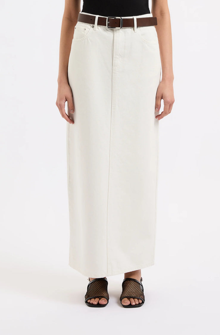 Organic Denim Maxi Skirt | Ecru