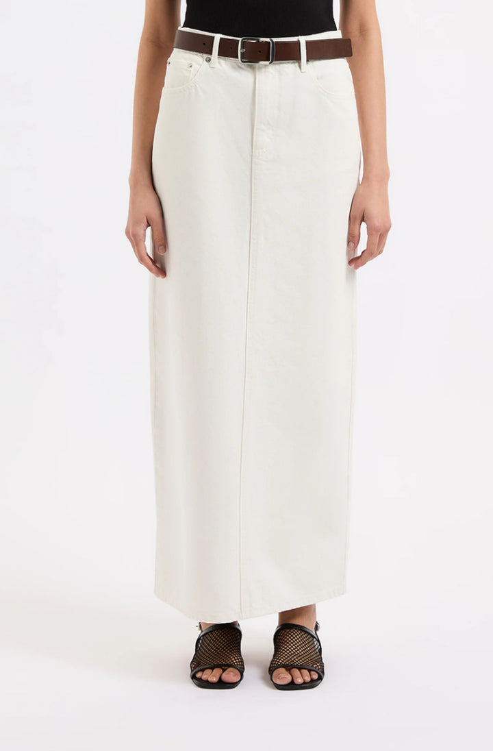 Organic Denim Maxi Skirt | Ecru