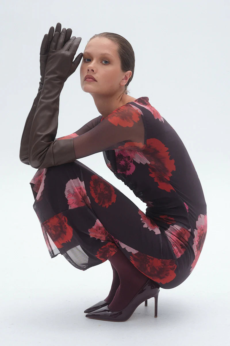 Frida Ruched Front Long Sleeve Maxi Dress