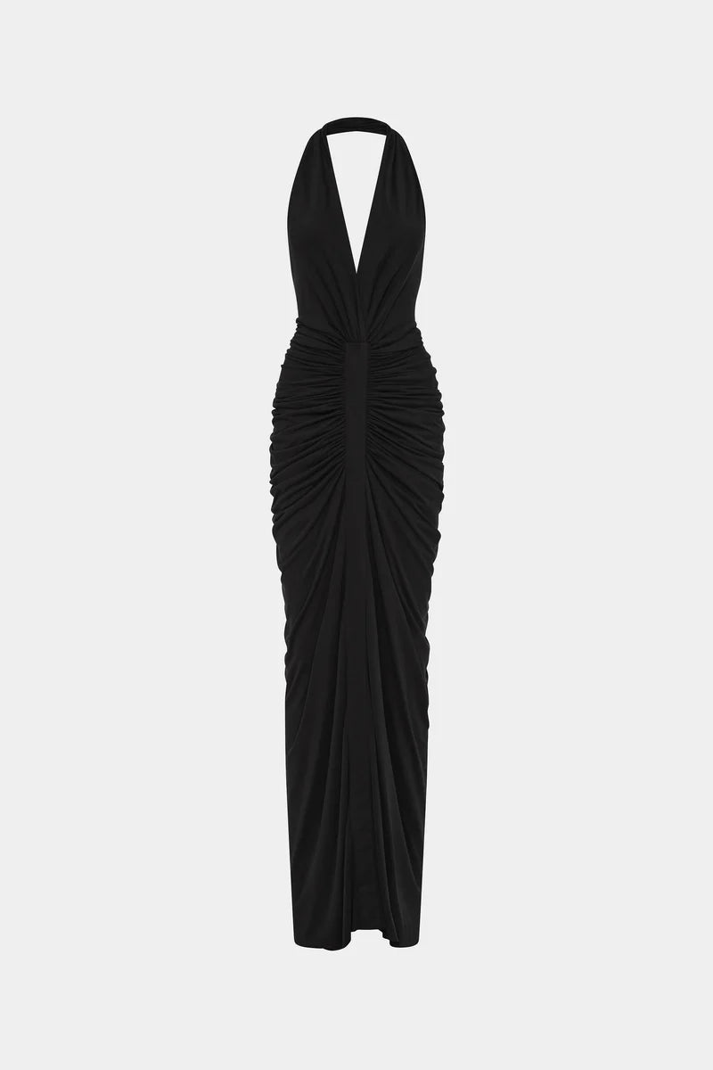 Venus Gathered Cupro Dress – TOGAH