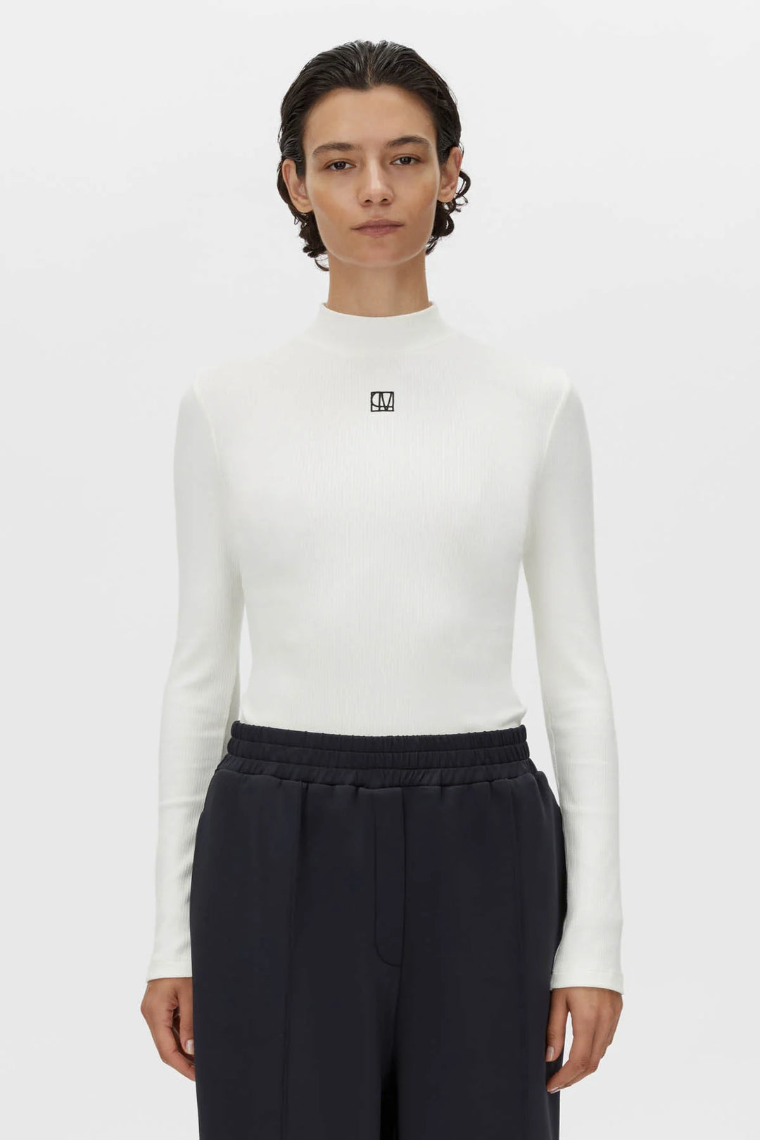 Nora Rib Long Sleeve Top | Soft White