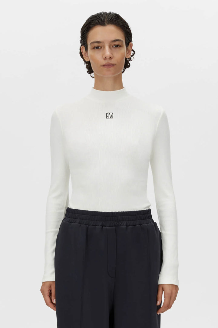 Nora Rib Long Sleeve Top | Soft White