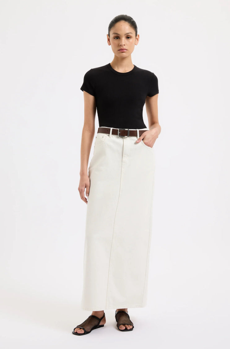 Organic Denim Maxi Skirt | Ecru