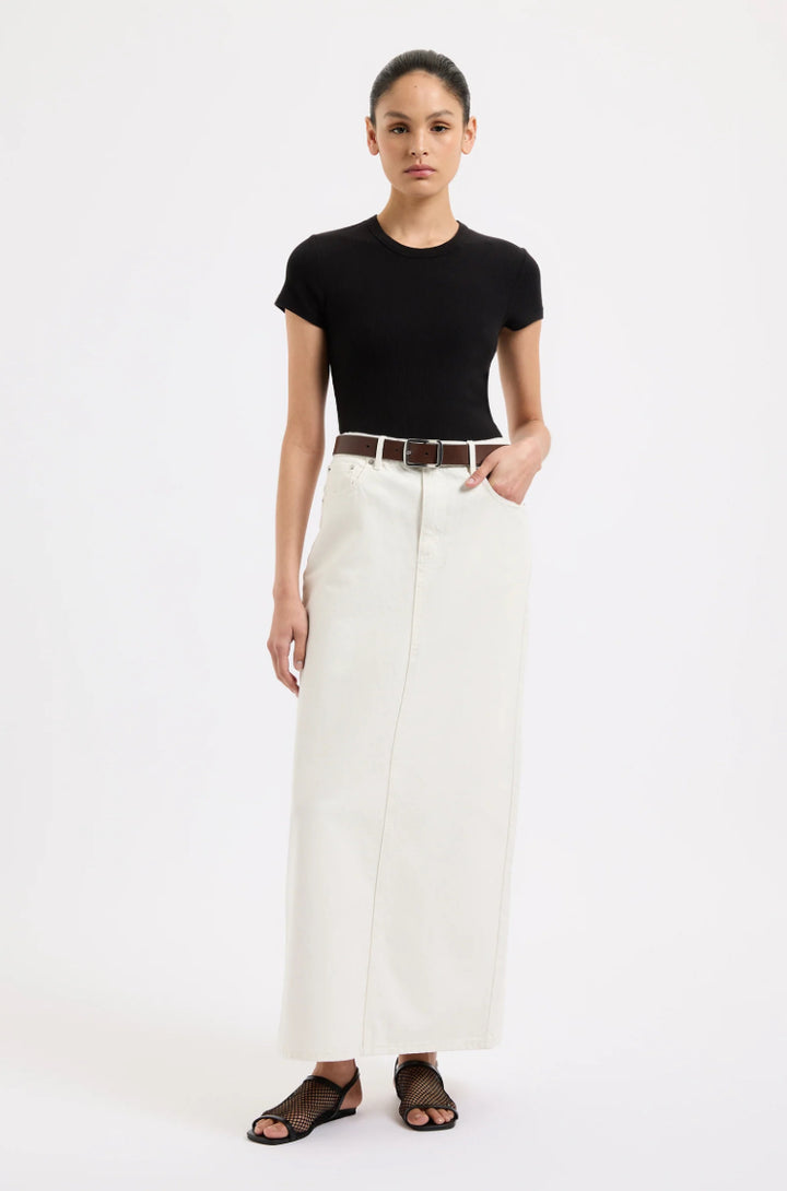 Organic Denim Maxi Skirt | Ecru