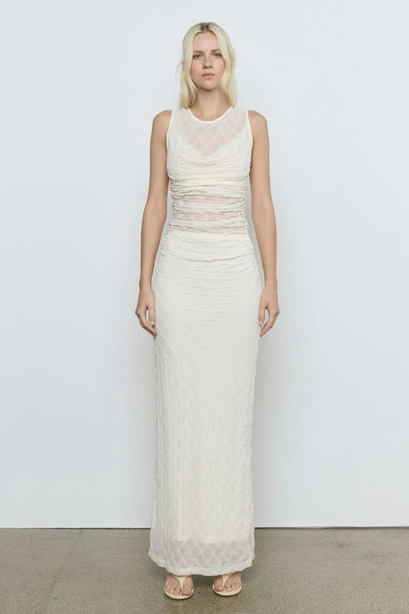 Venus Cowl Mesh Dress | Cream