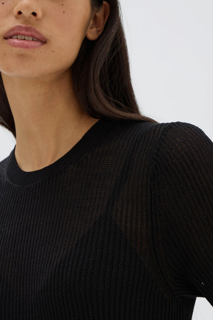 Belle Knit Short Sleeve Tee | Black