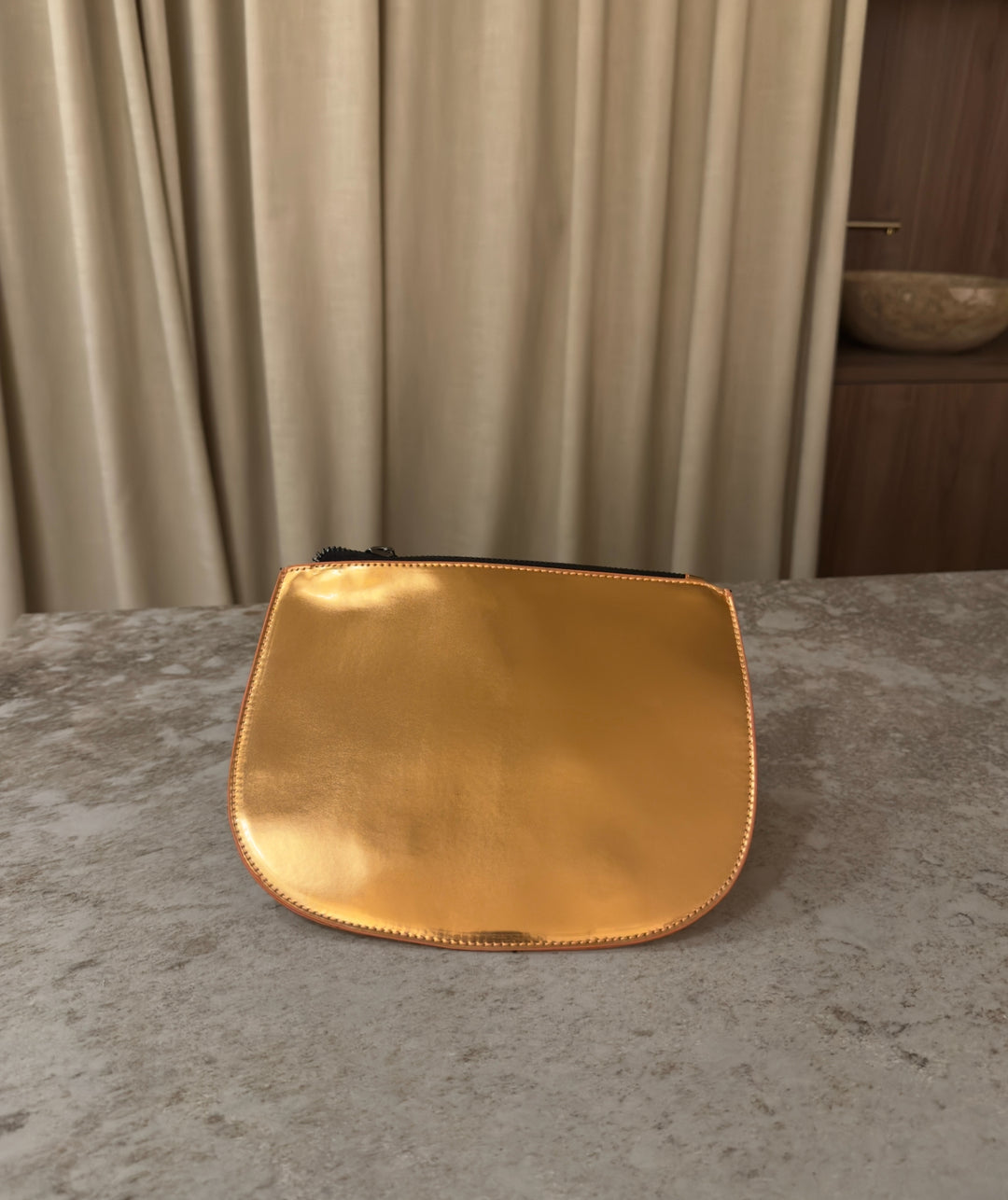 Metalic Zip Bag | Bronze
