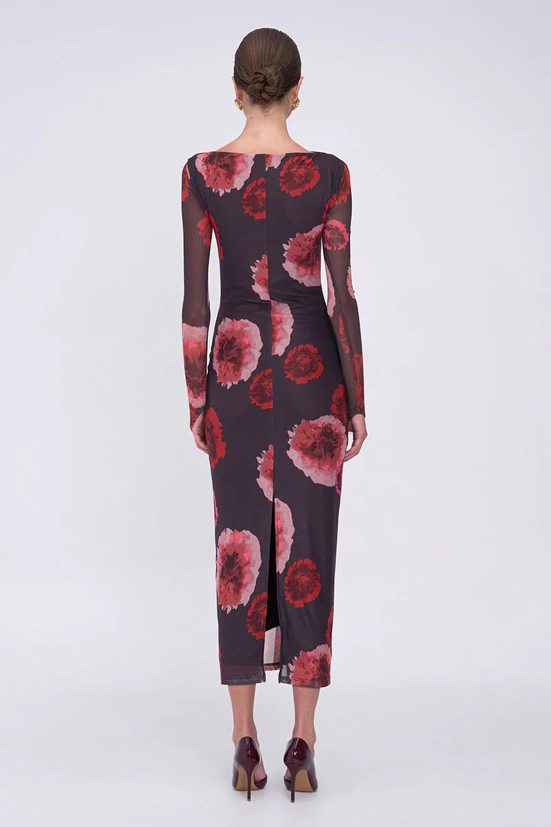 Frida Ruched Front Long Sleeve Maxi Dress