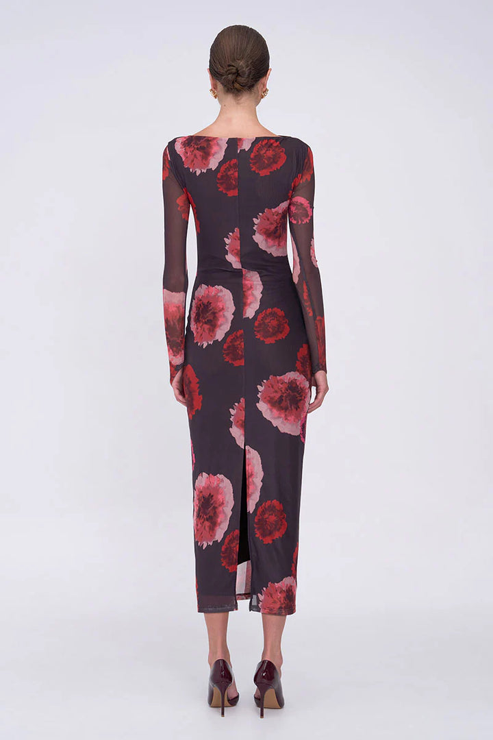 Frida Ruched Front Long Sleeve Maxi Dress
