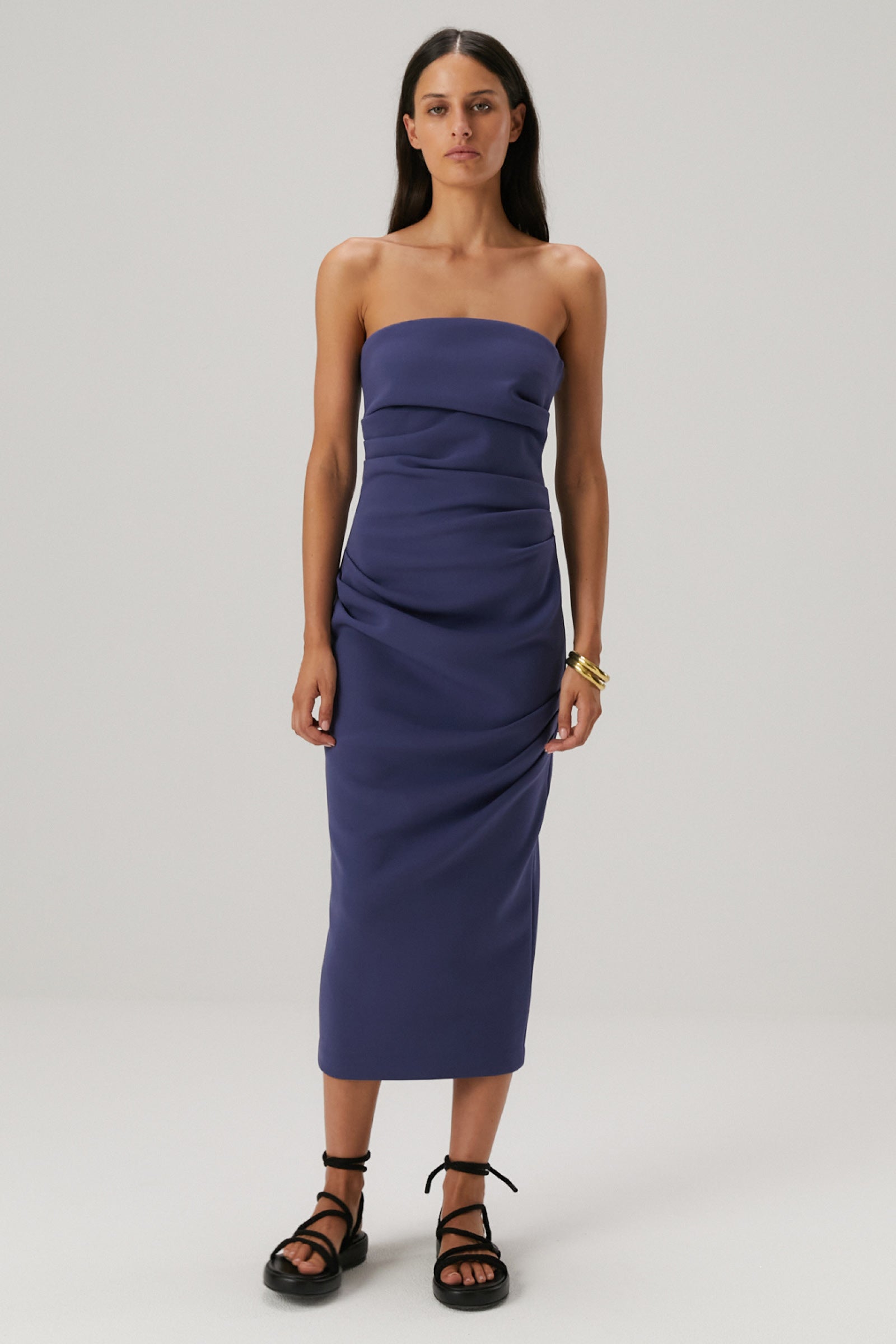 misha denim dress Embroidered Denim Dress in Organic Cotton