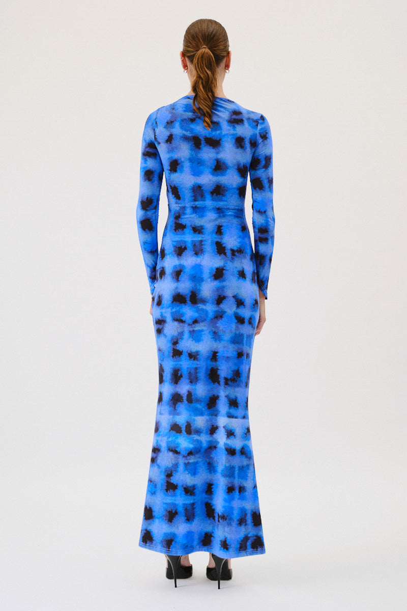 Shibori Long Sleeve Ruched Dress