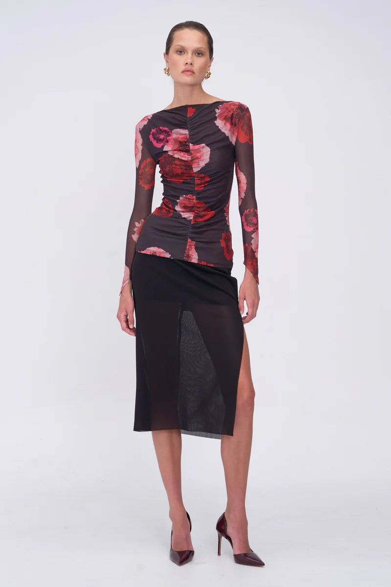 Frida Ruched Front Long Sleeve Top