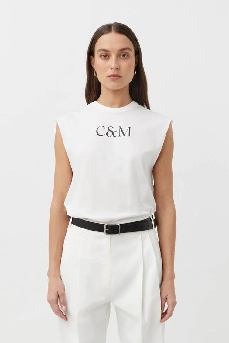 Huntington C&M Tank | White W Black