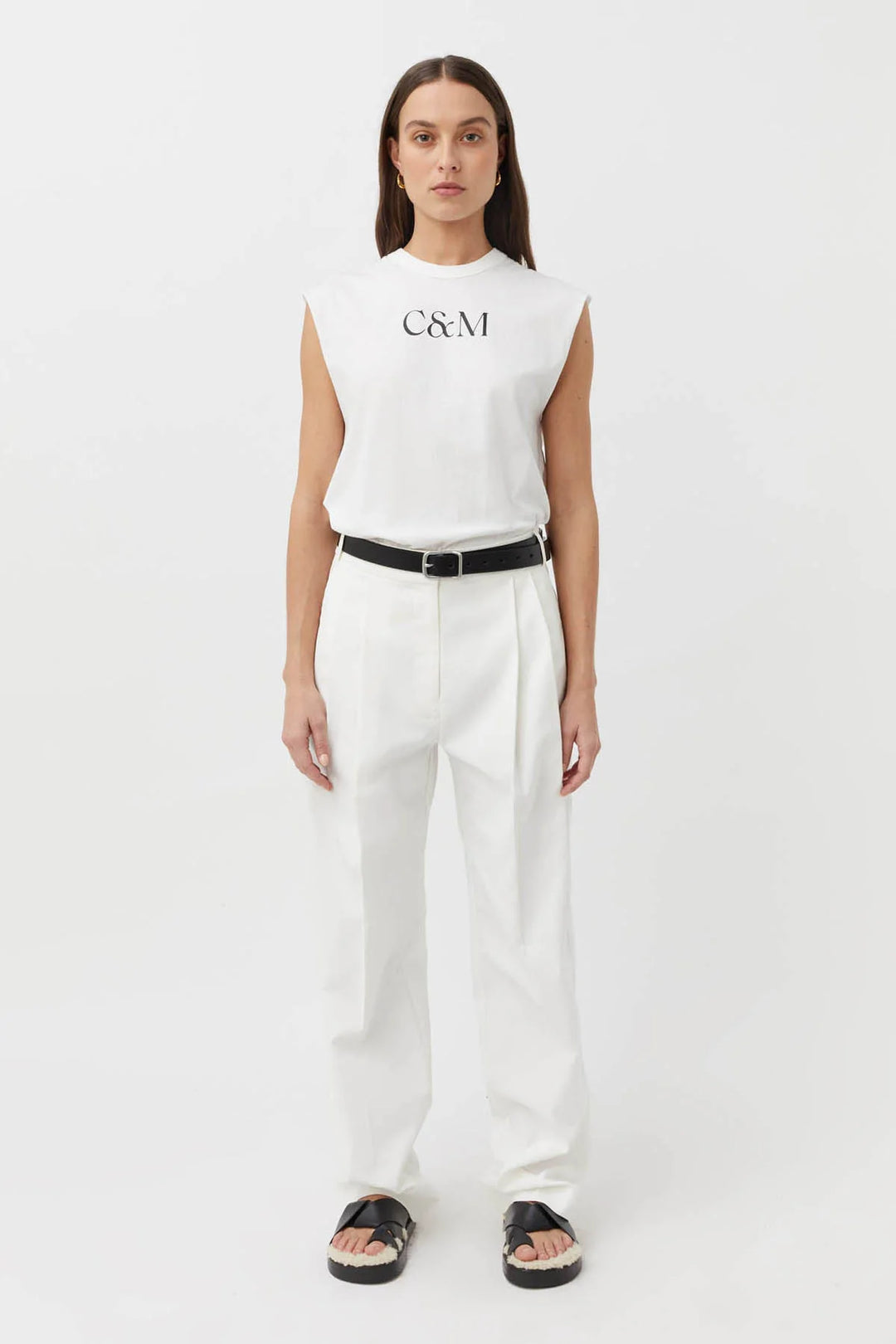 Huntington C&M Tank | White W Black