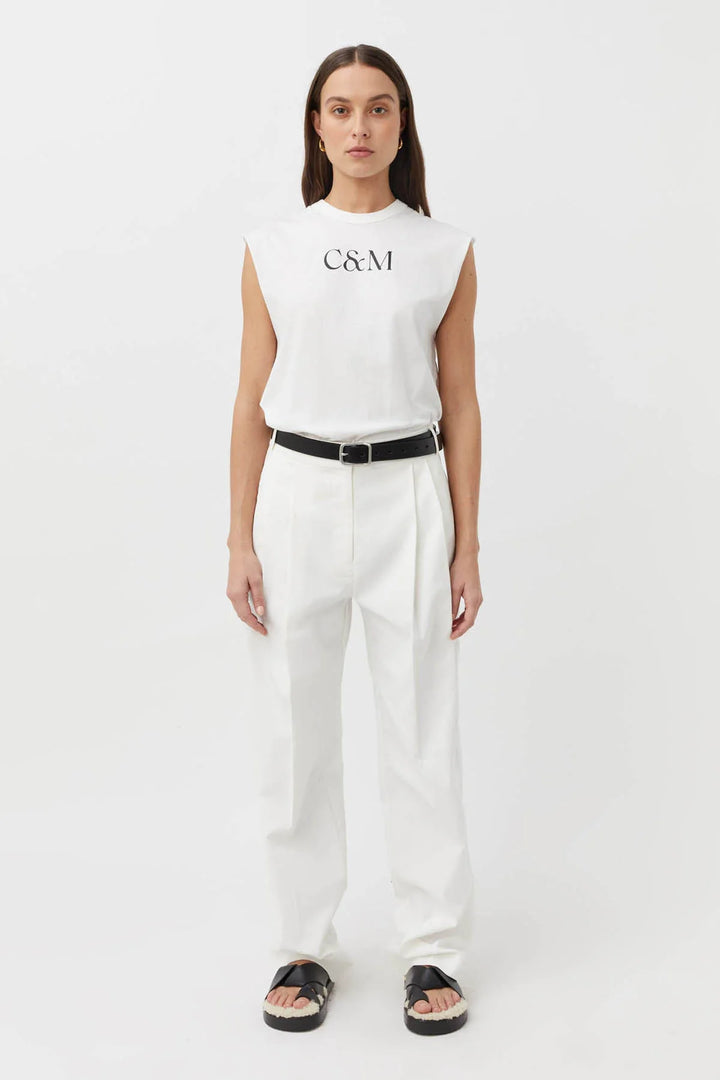 Huntington C&M Tank | White W Black