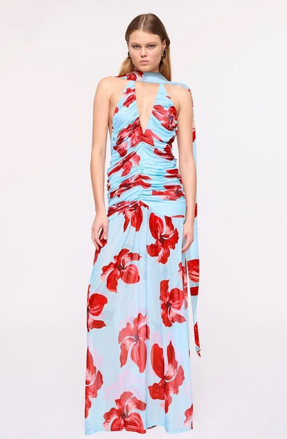 Chloe Floral Halter Maxi Dress