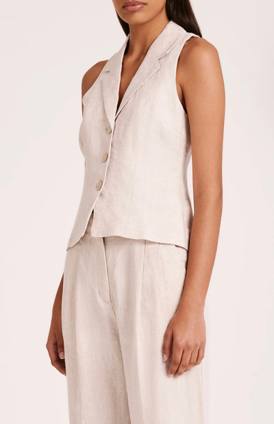 Thilda Linen Vest | Natural