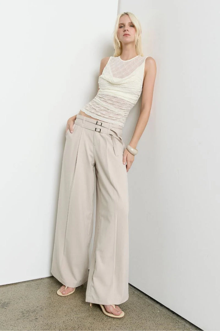 Venus Cowl Mesh Top | Cream