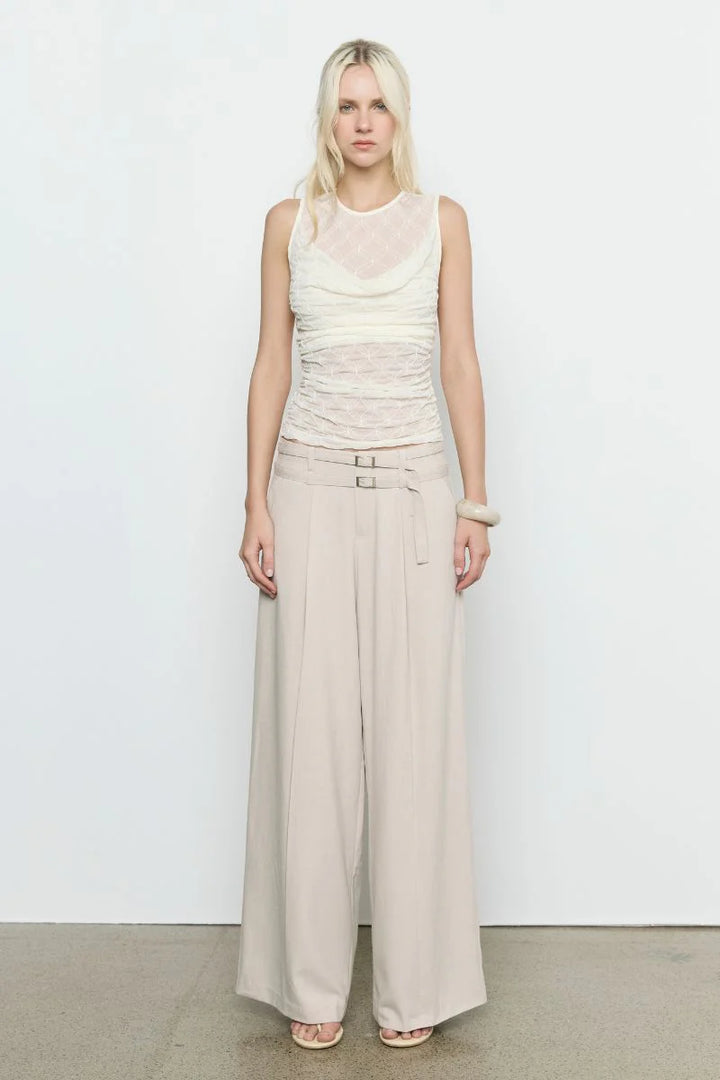 Venus Cowl Mesh Top | Cream