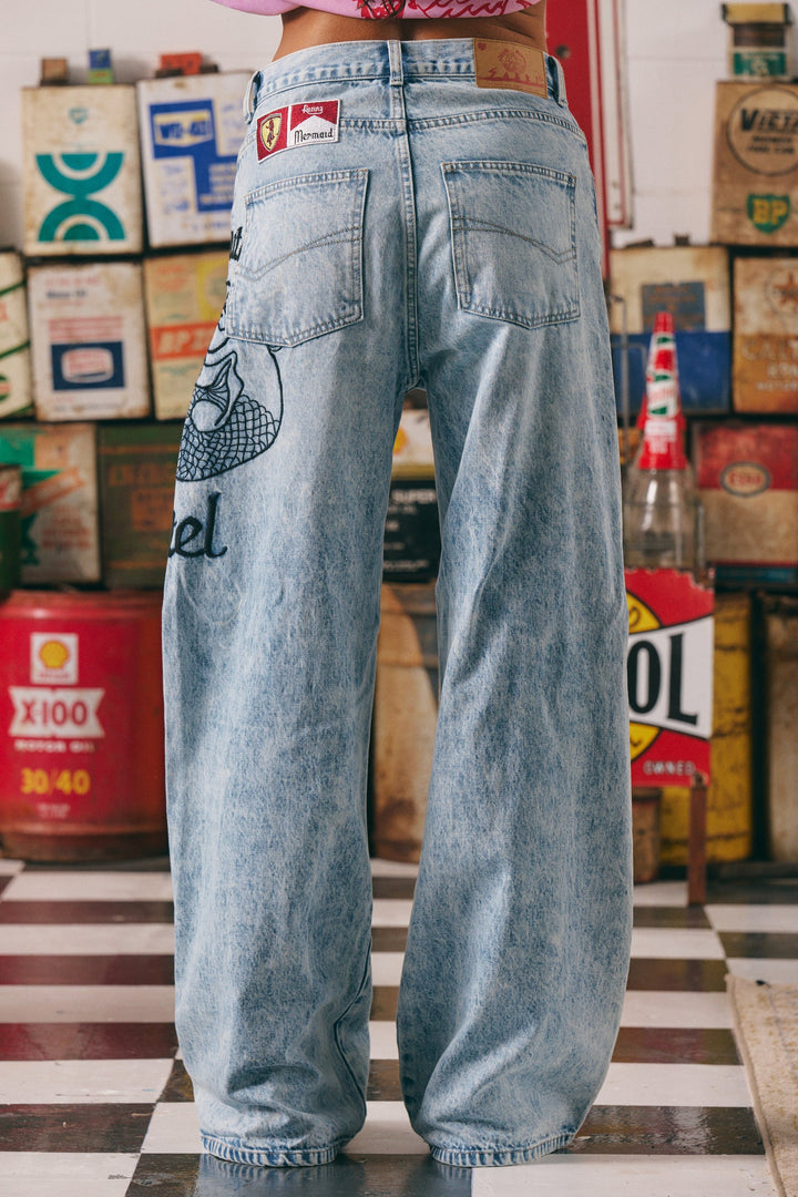 THE MERMAID RACING DENIM JEANS