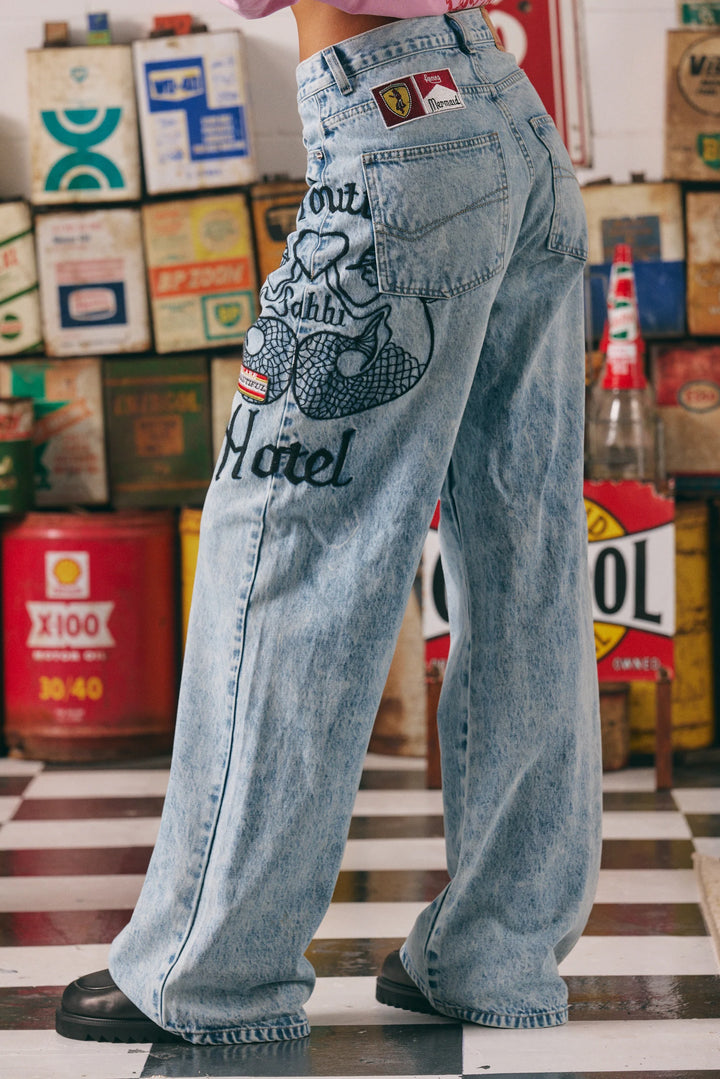 THE MERMAID RACING DENIM JEANS