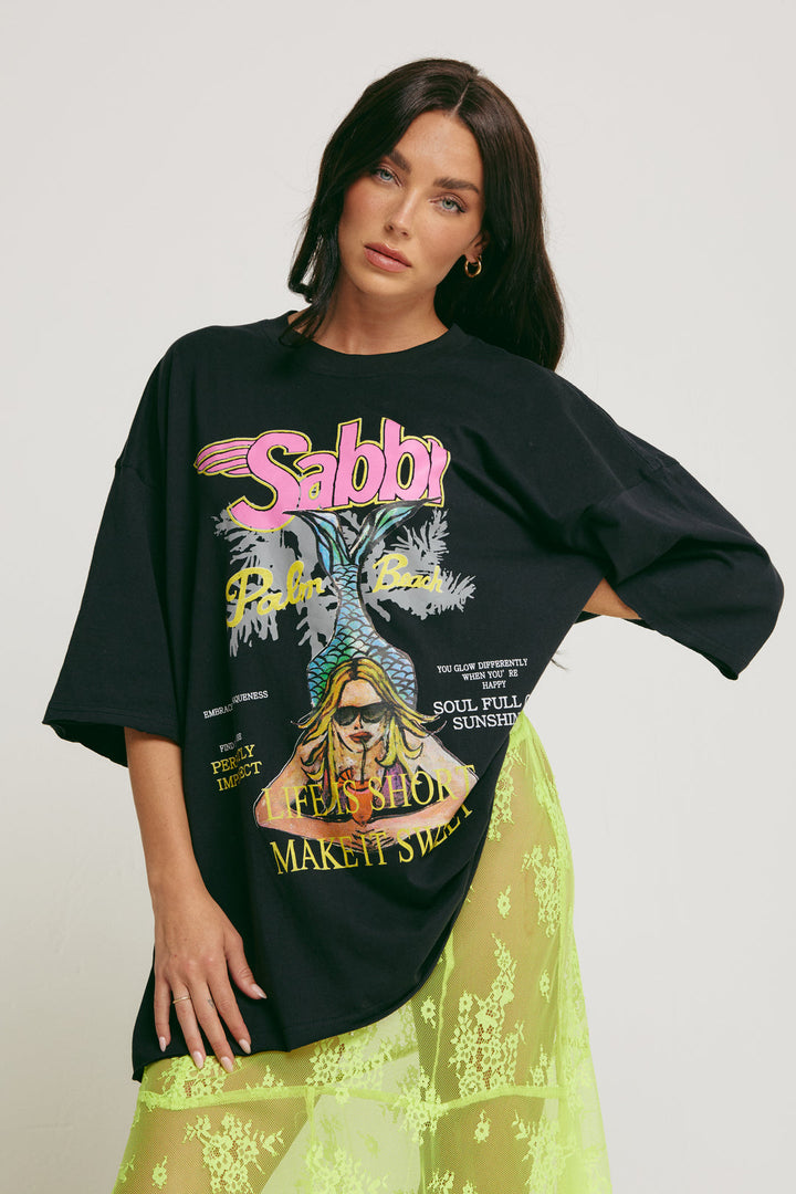 THE VERY OVERSIZED LIFE IS SHORT TEE - BLACK