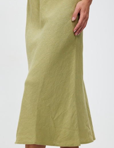 Stella Linen Bias Skirt | Agave