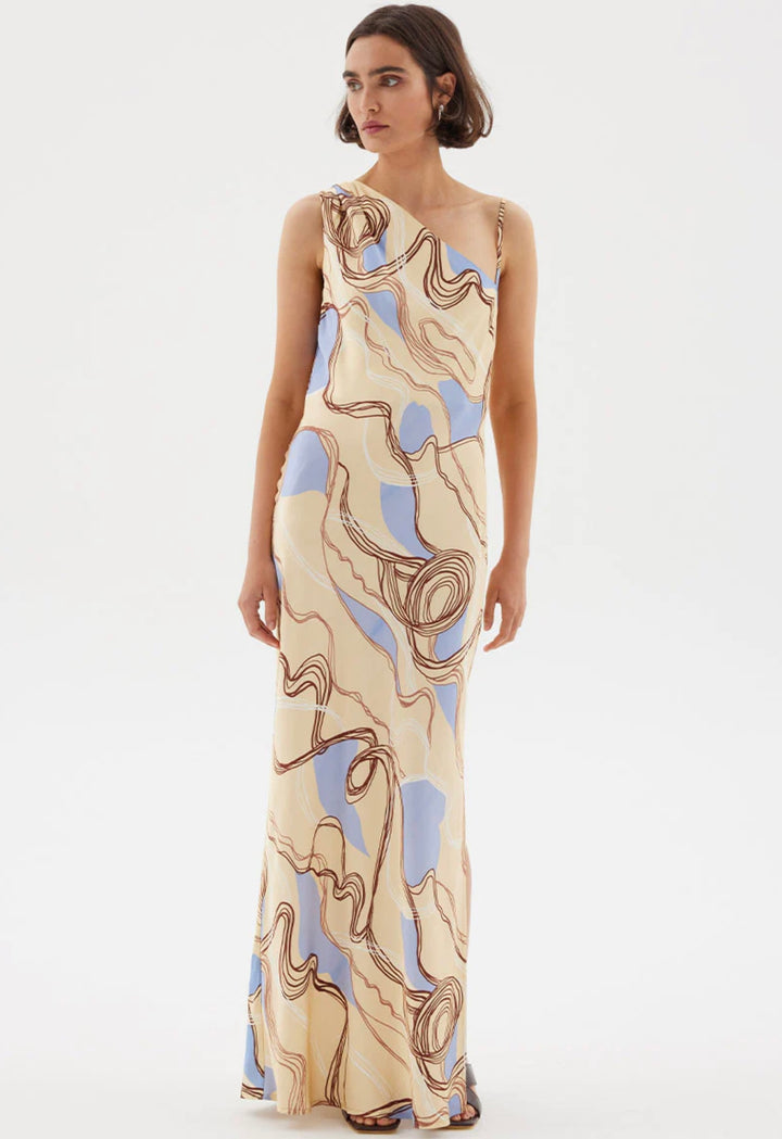 Expression Asymmetric Slip Dress | Custard Blue