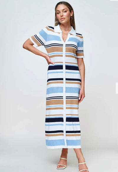 Marguerite Snap-Front Knit Midi Dress