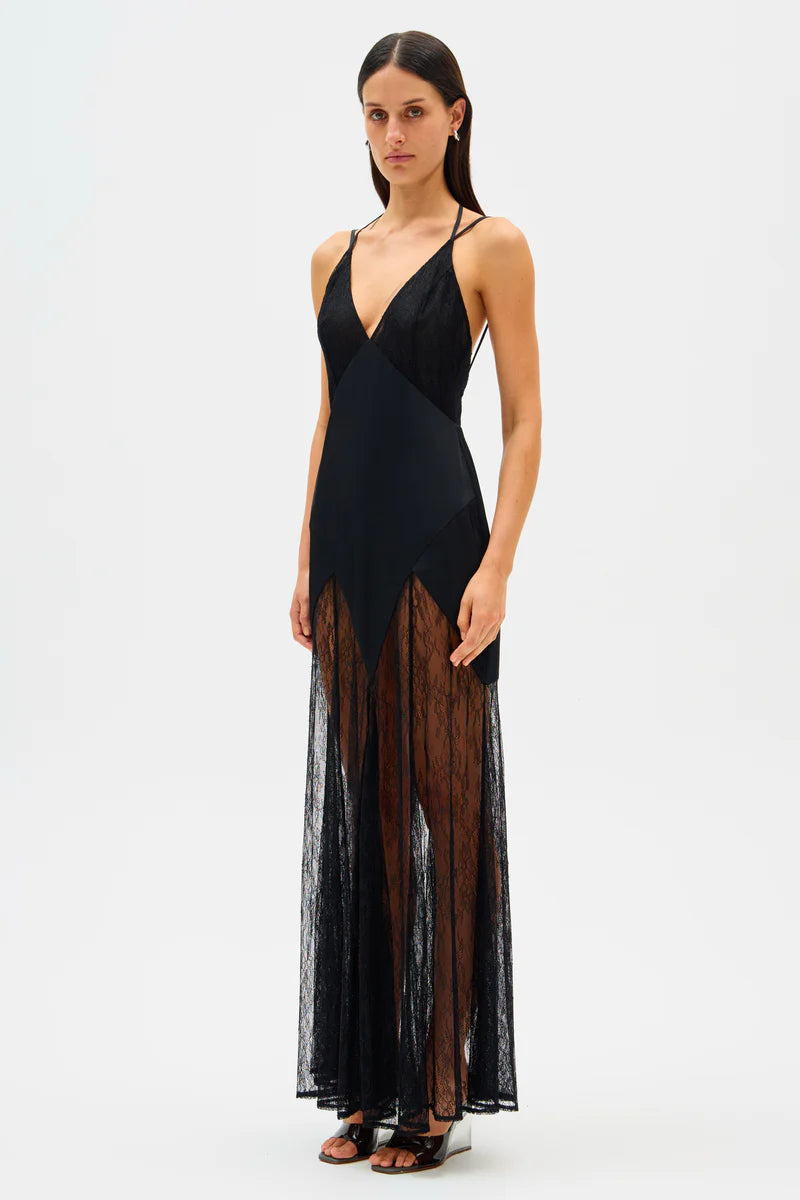 Zinovia Satin & Lace Maxi Dress