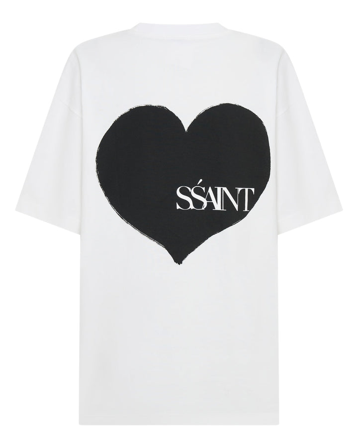 SSAINT Heart Tee | White w Black