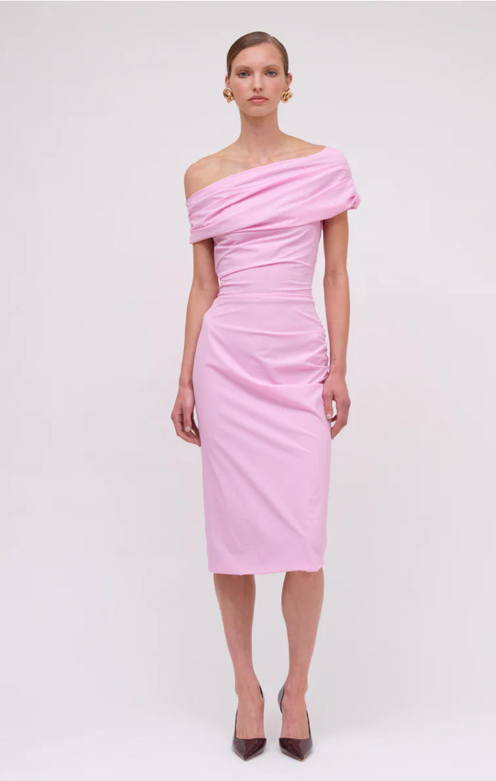 Montie Off Shoulder Midi Dress | Pink