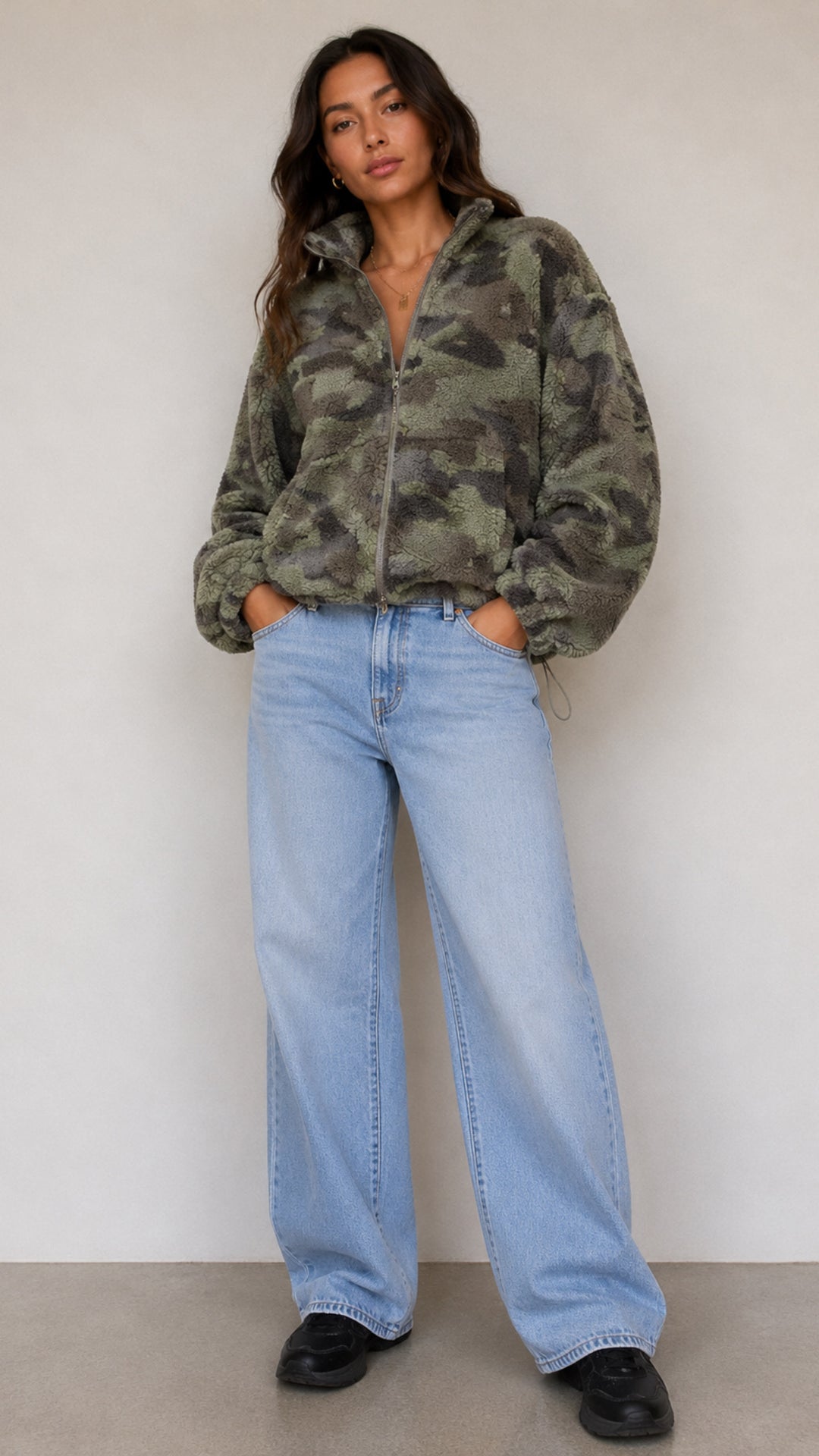 Camo zip up top