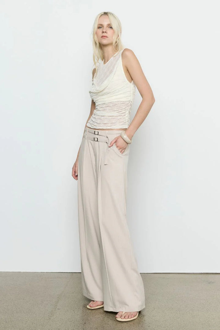Venus Cowl Mesh Top | Cream