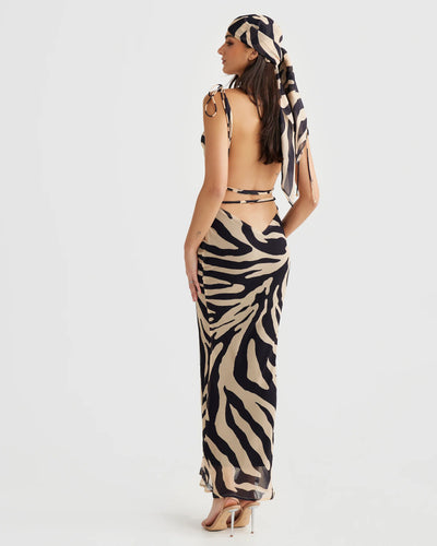 Brianni Bias Cut Maxi | Zebra Print
