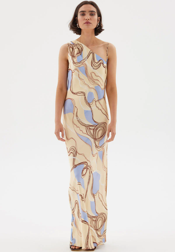 Expression Asymmetric Slip Dress | Custard Blue