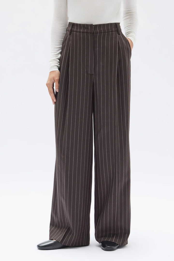 Sofia Wool Pinstripe Pant | Chestnut