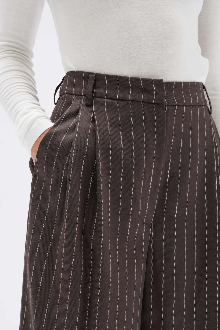 Sofia Wool Pinstripe Pant | Chestnut