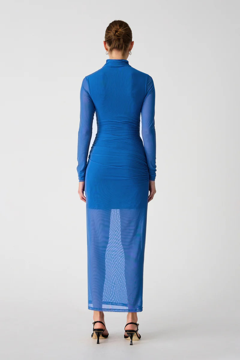 Madigral Mesh Midi Dress | Azure Blue