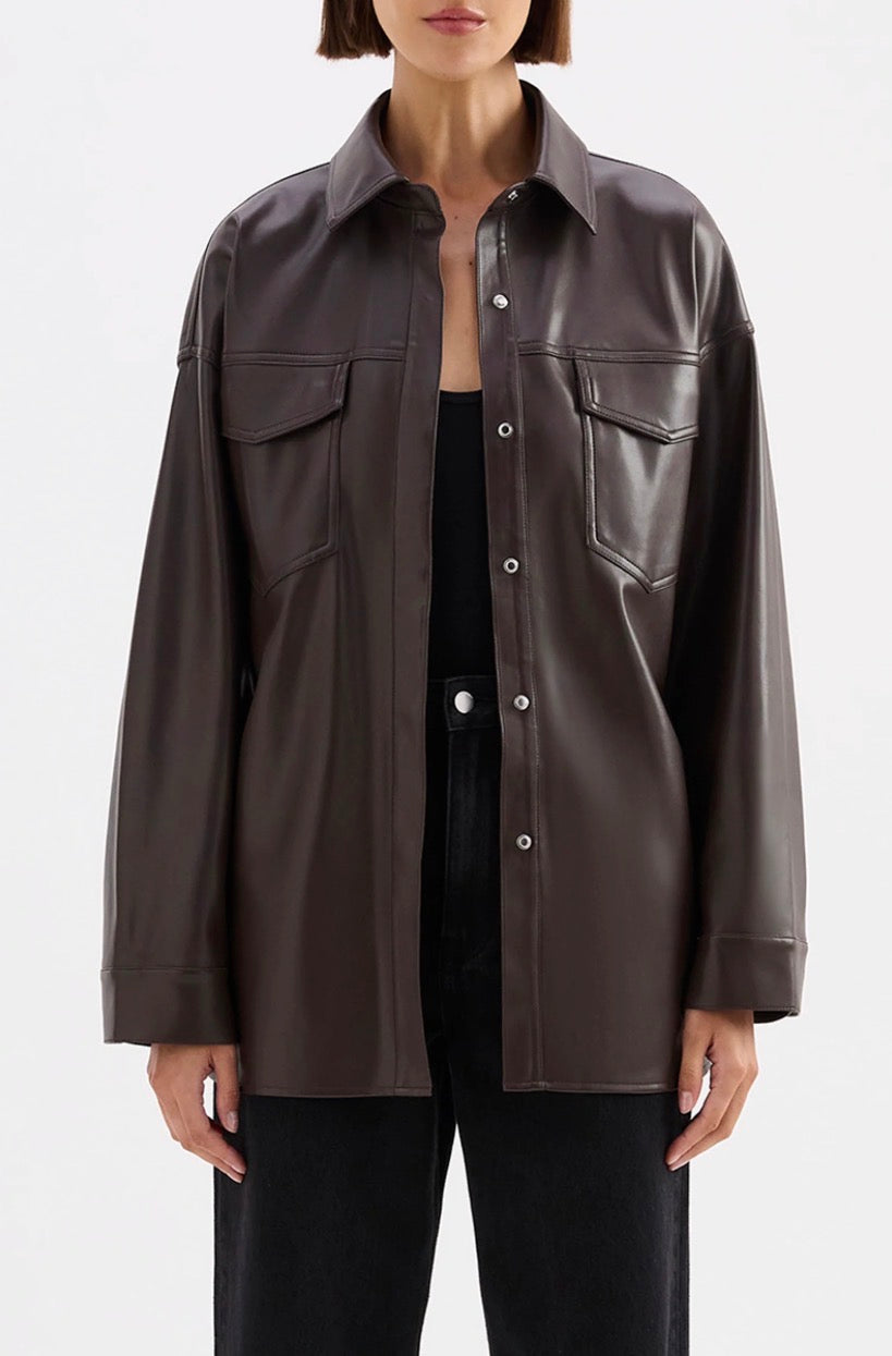Camille Oversized Vegan Leather Shirt