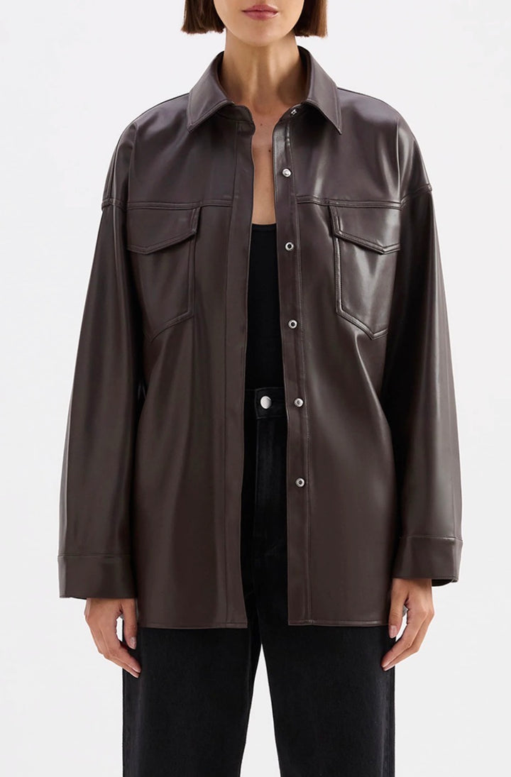 Camille Oversized Vegan Leather Shirt