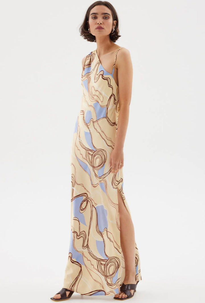 Expression Asymmetric Slip Dress | Custard Blue