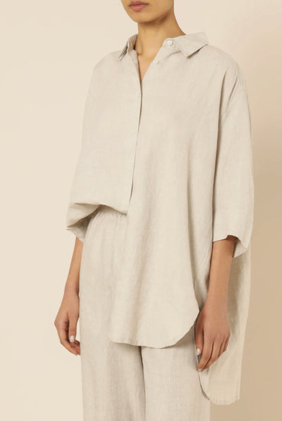 Lounge Linen Longline Shirt | Natural