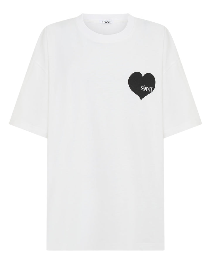 SSAINT Heart Tee | White w Black