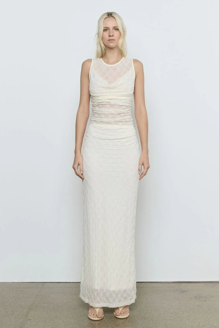 Venus Cowl Mesh Dress | Cream