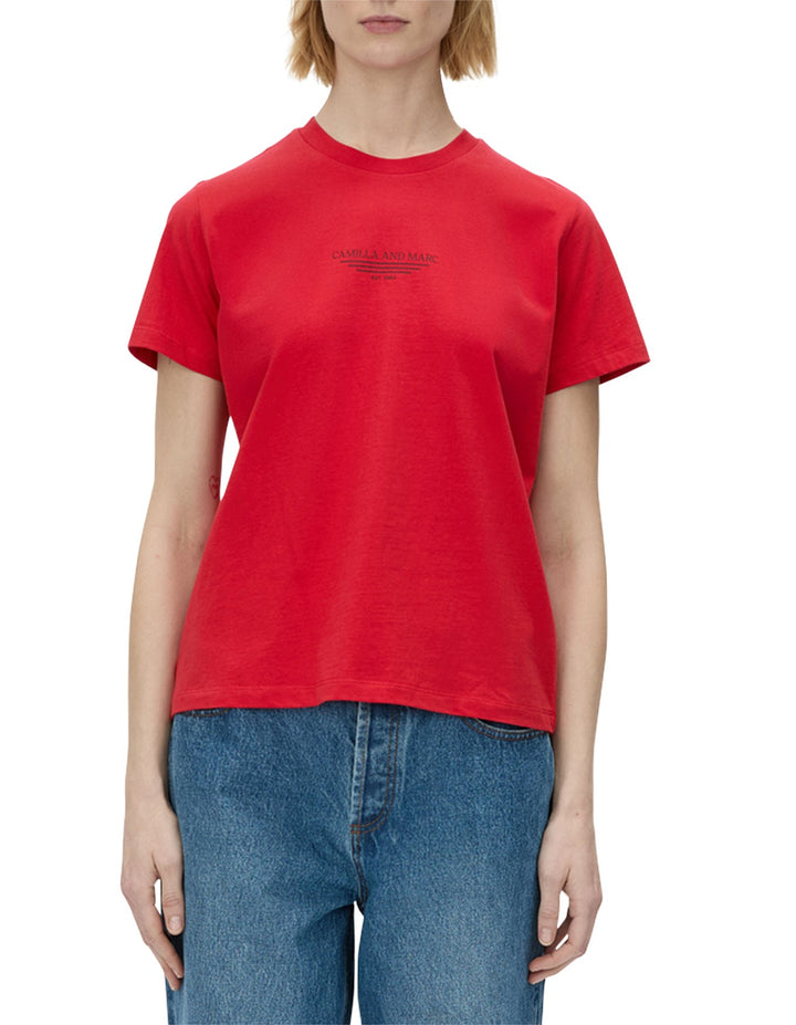 Janice Neat Fit Logo Tee | Poppy Red
