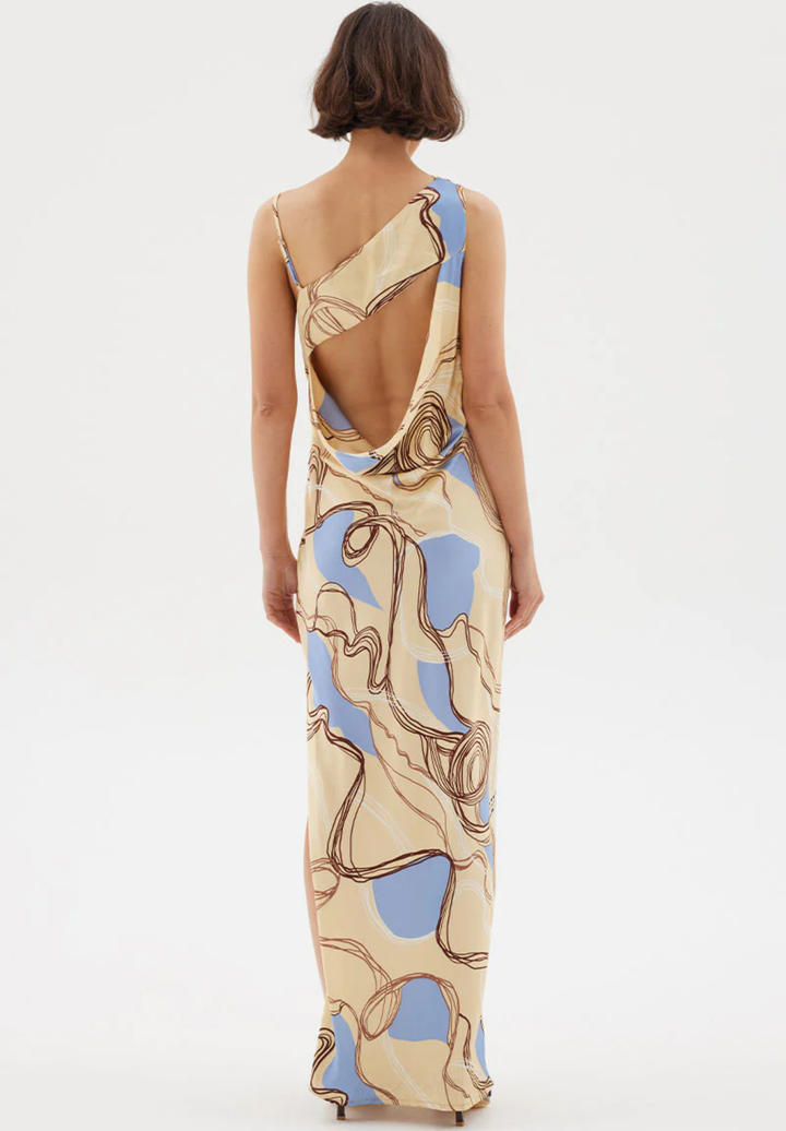 Expression Asymmetric Slip Dress | Custard Blue