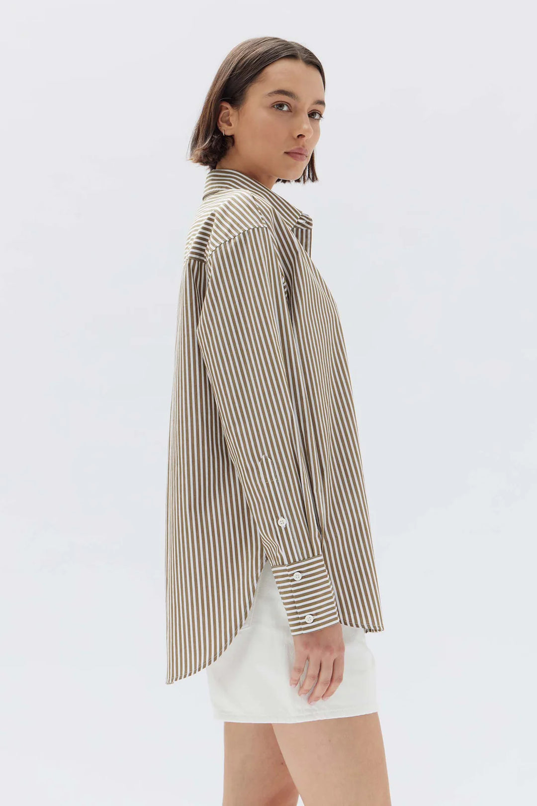 Signature Poplin Shirt | Pea & White Stripe