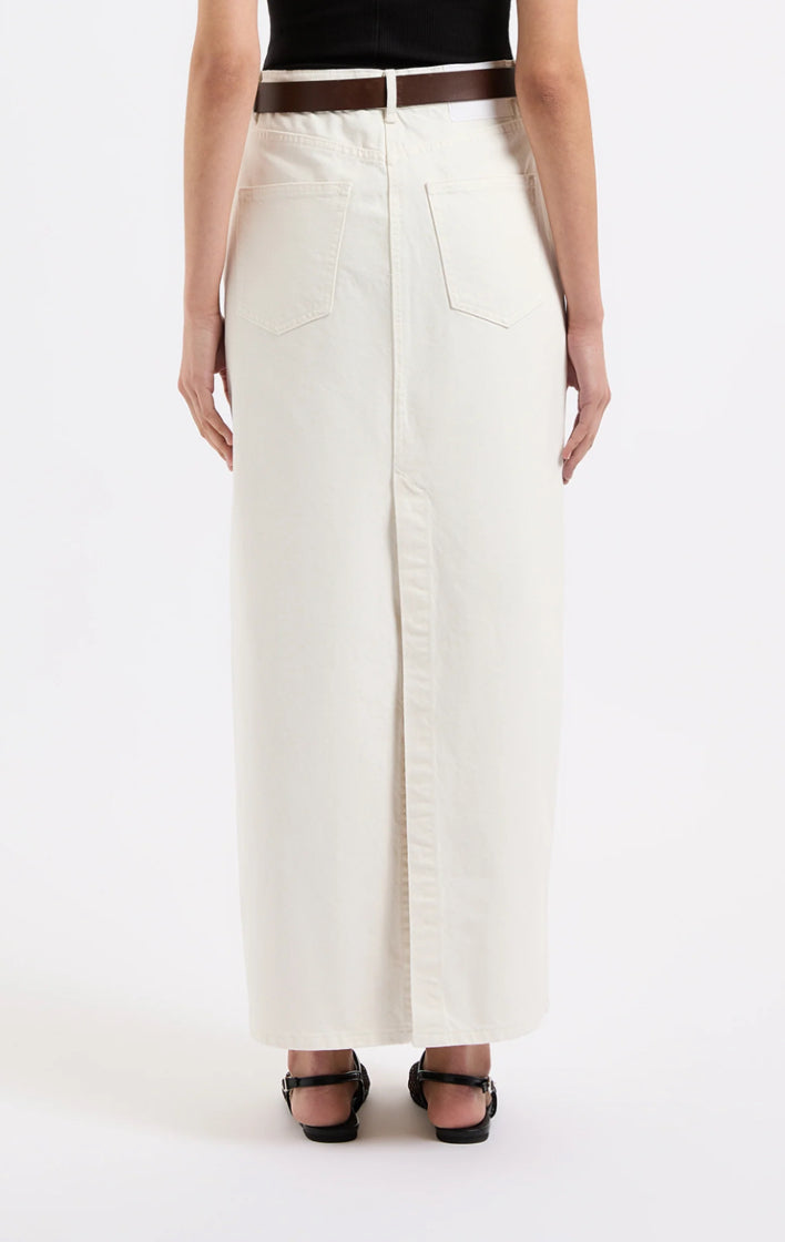 Organic Denim Maxi Skirt | Ecru