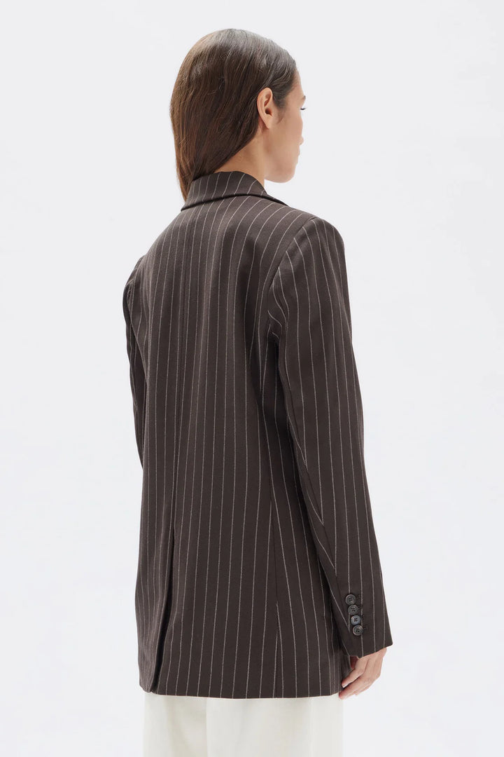 Sofia Wool Pinstripe Jacket | Chestnut